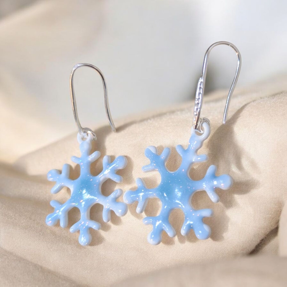 Blue Snowflake Earrings